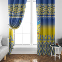 Ukraine Merry Christmas Window Curtain Ukraine Emblem and Vyshyvanka Knitted Effect - Wonder Print Shop