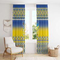 Ukraine Merry Christmas Window Curtain Ukraine Emblem and Vyshyvanka Knitted Effect - Wonder Print Shop