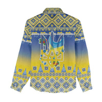 Ukraine Merry Christmas Women Casual Shirt Ukraine Emblem and Vyshyvanka Knitted Effect - Wonder Print Shop