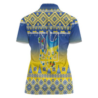 Ukraine Merry Christmas Women Polo Shirt Ukraine Emblem and Vyshyvanka Knitted Effect - Wonder Print Shop