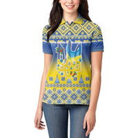 Ukraine Merry Christmas Women Polo Shirt Ukraine Emblem and Vyshyvanka Knitted Effect - Wonder Print Shop