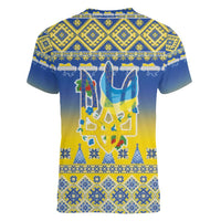 Ukraine Merry Christmas Women V-Neck T-Shirt Ukraine Emblem and Vyshyvanka Knitted Effect - Wonder Print Shop