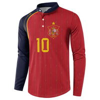 Custom Spain Football Button Sweatshirt Sporty Style-Royal Vibe