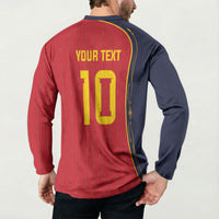 Custom Spain Football Button Sweatshirt Sporty Style-Royal Vibe