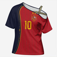 Custom Spain Football Cross Shoulder Shirt Sporty Style-Royal Vibe