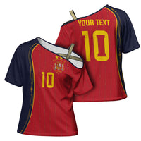 Custom Spain Football Cross Shoulder Shirt Sporty Style-Royal Vibe