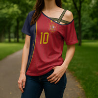 Custom Spain Football Cross Shoulder Shirt Sporty Style-Royal Vibe