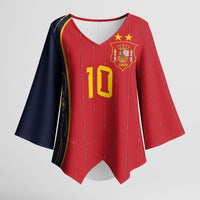 Custom Spain Football Kimono Sleeve Blouse Sporty Style-Royal Vibe