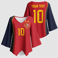 Custom Spain Football Kimono Sleeve Blouse Sporty Style-Royal Vibe