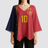 Custom Spain Football Kimono Sleeve Blouse Sporty Style-Royal Vibe