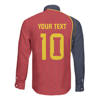 Custom Spain Football Long Sleeve Button Shirt Sporty Style-Royal Vibe