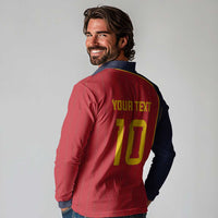 Custom Spain Football Long Sleeve Polo Shirt Sporty Style-Royal Vibe