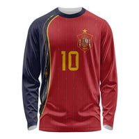 Custom Spain Football Long Sleeve Shirt Sporty Style-Royal Vibe