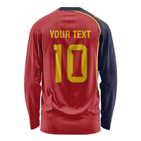 Custom Spain Football Long Sleeve Shirt Sporty Style-Royal Vibe