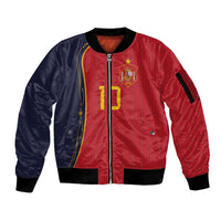 Custom Spain Football Sleeve Zip Bomber Jacket Sporty Style-Royal Vibe