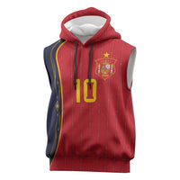Custom Spain Football Sleeveless Hoodie Sporty Style-Royal Vibe