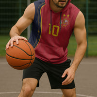 Custom Spain Football Sleeveless Hoodie Sporty Style-Royal Vibe