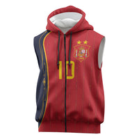 Custom Spain Football Sleeveless Zip Hoodie Sporty Style-Royal Vibe