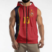 Custom Spain Football Sleeveless Zip Hoodie Sporty Style-Royal Vibe