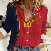 Custom Spain Football Women Casual Shirt Sporty Style-Royal Vibe