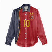 Custom Spain Football Women Casual Shirt Sporty Style-Royal Vibe