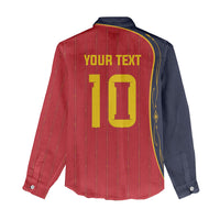 Custom Spain Football Women Casual Shirt Sporty Style-Royal Vibe