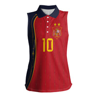 Custom Spain Football Women Sleeveless Polo Shirt Sporty Style-Royal Vibe