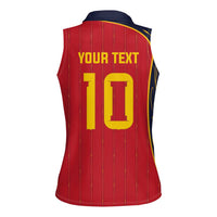 Custom Spain Football Women Sleeveless Polo Shirt Sporty Style-Royal Vibe