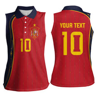 Custom Spain Football Women Sleeveless Polo Shirt Sporty Style-Royal Vibe