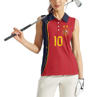 Custom Spain Football Women Sleeveless Polo Shirt Sporty Style-Royal Vibe