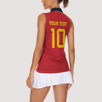 Custom Spain Football Women Sleeveless Polo Shirt Sporty Style-Royal Vibe