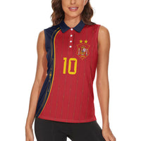 Custom Spain Football Women Sleeveless Polo Shirt Sporty Style-Royal Vibe