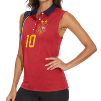 Custom Spain Football Women Sleeveless Polo Shirt Sporty Style-Royal Vibe