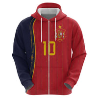 Custom Spain Football Zip Hoodie Sporty Style-Royal Vibe
