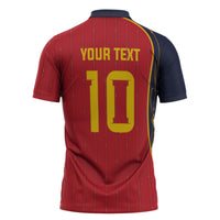 Custom Spain Football Zipper Polo Shirt Sporty Style-Royal Vibe