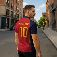 Custom Spain Football Zipper Polo Shirt Sporty Style-Royal Vibe