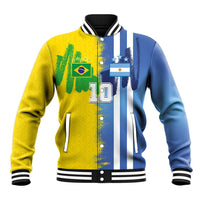 Custom Argentina and Brazil Football Mashup Baseball Jacket La Albiceleste and Selecao