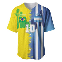 Custom Argentina and Brazil Football Mashup Baseball Jersey La Albiceleste and Selecao