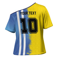 Custom Argentina and Brazil Football Mashup Cross Shoulder Shirt La Albiceleste and Selecao