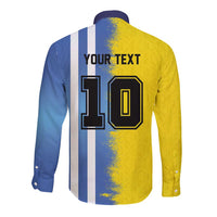 Custom Argentina and Brazil Football Mashup Long Sleeve Button Shirt La Albiceleste and Selecao