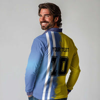 Custom Argentina and Brazil Football Mashup Long Sleeve Polo Shirt La Albiceleste and Selecao