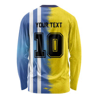Custom Argentina and Brazil Football Mashup Long Sleeve Shirt La Albiceleste and Selecao