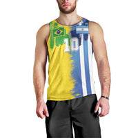 Custom Argentina and Brazil Football Mashup Men Tank Top La Albiceleste and Selecao