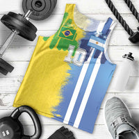 Custom Argentina and Brazil Football Mashup Men Tank Top La Albiceleste and Selecao