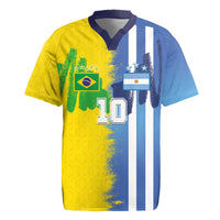 Custom Argentina and Brazil Football Mashup Rugby Jersey La Albiceleste and Selecao