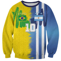 Custom Argentina and Brazil Football Mashup Sweatshirt La Albiceleste and Selecao