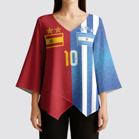Custom Argentina and Spain Football Mashup Kimono Sleeve Blouse Final 2026