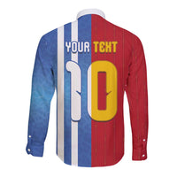 Custom Argentina and Spain Football Mashup Long Sleeve Button Shirt Final 2026