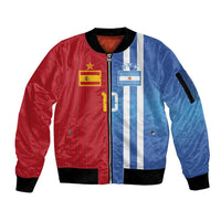 Custom Argentina and Spain Football Mashup Sleeve Zip Bomber Jacket Final 2026