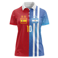 Custom Argentina and Spain Football Mashup Women Polo Shirt Final 2026